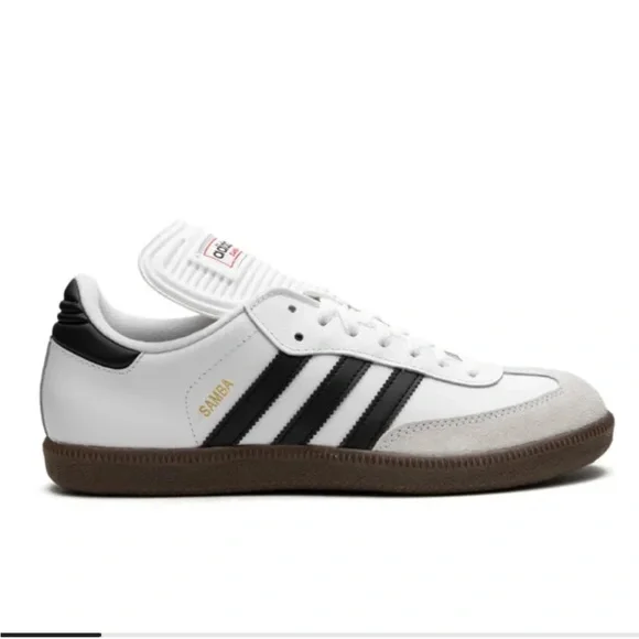 Adidas Samba White and Black Shoes with Brown Soles - Picture 1 of 8